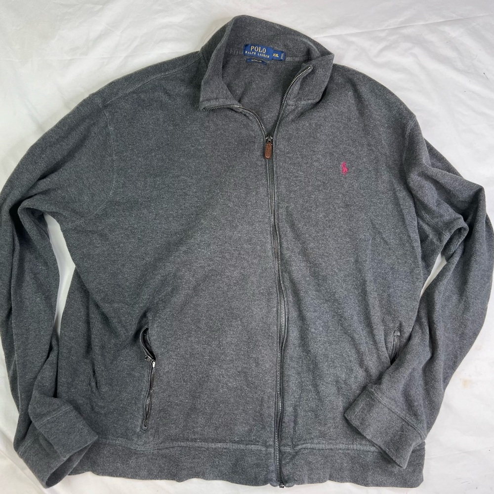 Polo Ralph Lauren Men's Size XXL Grey Estate Rib Full Zip Sweater A031024